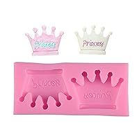 2-Cavity Princess Crown Shape Silicone Mold for DIY Fondant Candy Making Chocolate Molds Lollipop Desserts Ice Cube Gum Clay Soap Biscuit Plaster Resin Cupcake Topper Cake Decor Moulds