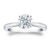 GIA /IGI 1.00 Carat Round Natural earth Mined Diamond Solitaire Four Prongs Engagement Proposal Promise Anniversery Ring For Women In 14k White Yellow Rose Gold , Certified Diamond, (I-J, I1-I2,Good)