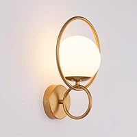 Background Wall Decoration Wall Lamp, Creative Metal Ring Wall Light with Glass Ball Lampshade, E27 Lamp Base Wall Sconces for Bedside Living Room Dining Hallway