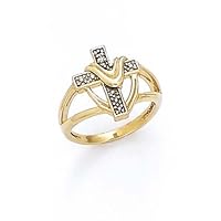 14k Yellow Gold Diamond Religious Faith Cross Ring Size 7.0 Jewelry for Women