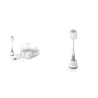 OXO Tot Bottle & Cup Cleaning Set, Gray & Tot Bottle Brush with Nipple Cleaner and Stand - Gray