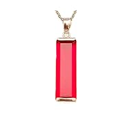 P40824R Classic Mt St Helens Red Helenite July Birthstone Rectangle Shape Sterling Silver Pendant