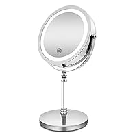 Personal Makeup Mirrors with Lights, Detachable 10X Magnification, 360° Rotation, Touch Screen and Light Adjustable, Portable Table Desk Countertop Mirror Bathroom Shaving Make Up Mirror