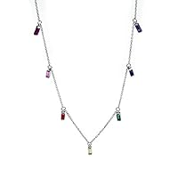 Necklaces for Women,Sterling silver necklace,colorful cubic zirconia pendant,gift box,for Teen Girls,Simple Jewelry