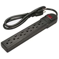 3Ft 6-Outlet Surge Protector 14AWG/3, 15A, 90J Black, 10 Pack