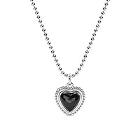 Heart Necklaces for Women,Heart pendant with black onyx gemstone,Sterling silver necklace,simple pendant,18k gold plating,gift box,for Teen Girls,Heart Jewelry