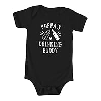 Poppa's Drinking Buddy Color Infant Bodysuit, Funny Baby Shower Newborn Gift, Pregnancy Reveal Onesie Present, Father's Day, Unisex (6M, Short Sleeve, Pink)