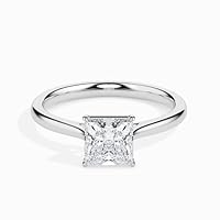 Riya Gems 1.80 CT Princess Diamond Moissanite Engagement Ring Wedding Ring Eternity Band Vintage Solitaire Halo Hidden Prong Setting Silver Jewelry Anniversary Promise Ring Gift