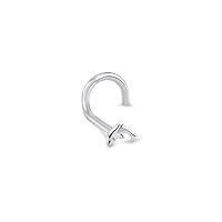 14k Solid White Gold Nose Ring, Stud, Nose Screw, L Bend, Nose Bone 3.5mm Dolphin 22G 20G or 18G