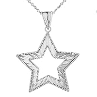 CHIC SPARKLE CUT STAR PENDANT NECKLACE IN WHITE GOLD - Gold Purity:: 14K, Pendant/Necklace Option: Pendant Only