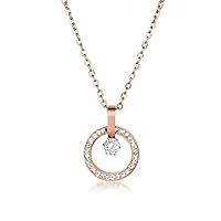 Fashion Simple Titanium Steel Pure Collarbone Chain Crystal Pendant Necklace for Women Girls
