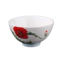 Nishida 110072 Sea White Glaze Relief Rice Bowl, Handmade Luxury Tableware
