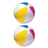 INTEX Classic Inflatable Glossy Panel Colorful Beach Ball (Set of 2)