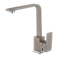Faucets, Kitchen Sink Faucet Kitchen Faucet Hot and Cold Water Mixer Square Type Copper Flat Tube Rotary Spray Matte Quartz Stsquare Single Handle 7 Font,Spot/Beige