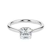 Kiara Gems 1.80 CT Asscher Moissanite Engagement Ring Wedding Eternity Band Vintage Solitaire Halo Setting Silver Jewelry Anniversary Promise Vintage Ring Gift