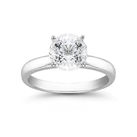 6mm 0.85 Carats White Topaz Solitaire Ring in Sterling Silver