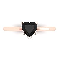 1.0 carat Heart Cut Solitaire Natural Black Onyx 5-Prong Proposal Wedding Bridal Anniversary Ring 18K Rose Gold