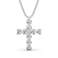 2/9 CT Heart Shape White Cubic Zirconia Cross Pendant with 18