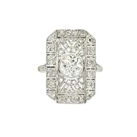14k White Gold Plated Ring 3 Ct Lab Created Diamond & Art Deco Style Engagement Ring For Women & Girl