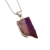 Genuine 925 Sterling Silver Agate Pendant Necklace Jewelry For Her