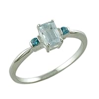 Aquamarine Octagon Shape 6x4MM Natural Earth Mined Gemstone 925 Sterling Silver Ring Unique Jewelry for Women & Men