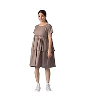 Dress for Women Linen Front Button Dress, Summer Midde Dress Short Sleeve Linen Dress with Pockets by Indian Junk Store