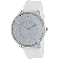 Geneva Platinum 2084 Men's Silicone Sporty Watch-White Silver