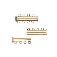 4-Strand Tube Slide Lock Jewelry Clasp-Gold Finished (Pack of 4pcs)