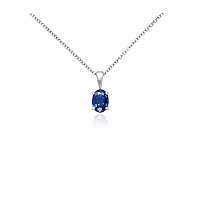 Choose Your Gemstone Pendant 925 Sterling Silver Cable-Link Chain Prong Setting Handcrafted Charm Jewelry Gift For Women and Girls