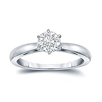 0.33 ct. tw Round Natural Diamond Solitaire Ring In 14k Gold ,6-Prong (H-I, SI1-SI2)