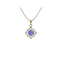 Tanzanite Brilliant Cut Round 5.00mm Vintage Solitaire Pendant | Sterling Silver 925 With 18 Inch Chain | A Pendant For Girls And Woman's | For Christmas, Birthday And Valentine Celebrations.