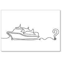 Abstract Boat with Question Mark As Line Drawing Illustration Fridge Magnet