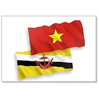 Flags of Brunei and Vietnam on a White Background Fridge Magnet