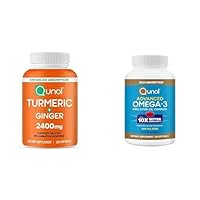 Turmeric Curcumin with Black Pepper & Ginger, 2400mg, 105 Count Advanced Omega 3 Krill and Fish Oil Complex, 90 Count