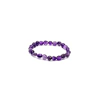 Unisex gem amethyst 6mm round smooth beads stretchable 7 inch bracelet for men,women-Healing, Meditation,Prosperity,Good Luck Bracelet