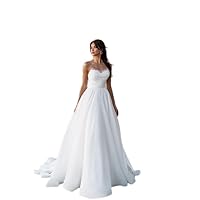 Sweetheart Wedding Dresses for Bride A Line Pearl Bridal Dress Sleeveless Sexy Ruffled Bridal Gown