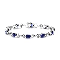 Blue Sapphire Oval 6x4mm Infinity Bracelet | Sterling Silver 925 With Rhodium Plated | Bracelet For Woman and Girls | It is Always Nice to Have a Bracelet for Any Occasion