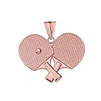 PING PONG RACKETS PENDANT NECKLACE IN ROSE GOLD - Gold Purity:: 10K, Pendant/Necklace Option: Pendant With 18