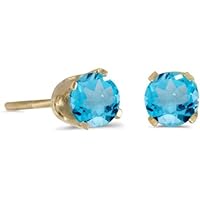 5mm Round Cut Simulated Topaz 925 Sterling Silver 14K Yellow Gold Plated Silver Screw Back Stud Earring for Women's & Girl's
