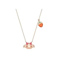 Cute strawberry necklace, golden，red