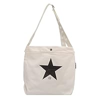 Women's Star Canvas Shoulder Crossbody Bag Women's Tote Bag Star Messenger Bag Aesthetic Purse (Black)