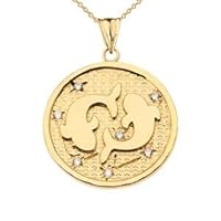 DESIGNER DIAMOND PISCES CONSTELLATION PENDANT NECKLACE IN YELLOW GOLD - Gold Purity:: 10K, Pendant/Necklace Option: Pendant With 20
