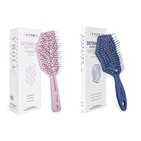 Detangler Brush by Fiora Naturals - 100% Bio-Friendly Detangling brush w/Ultra-Soft Bristles - Glide Through Tangles with Ease, For Curly, Straight, Black Natural, Women, Men, Kids (Pink & Navy Blue)