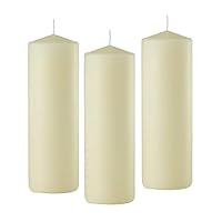 3 X 8 Inch Pillar Candles Set of 12 Bulk Event Pack Round Unscented Premium Wax Pillar Candles for Wedding, Spa, Party, Birthday, Holiday, Bath and Home Decor (3X8, Ivory)