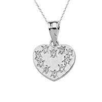 WHITE GOLD HAMMERED DIAMOND HEART PENDANT NECKLACE - Gold Purity:: 10K, Pendant/Necklace Option: Pendant Only