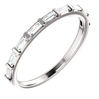 Platinum 3x1.25mm Polished 0.25 Dwt Diamond Straight Baguette Anniversary Band Ring Size 6.5 Jewelry for Women