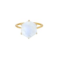 YoTreasure 14K Gold Over 925 Silver Rainbow Moonstone Labradorite Black Onyx Blue Mohave Turquoise Rings Jewelry
