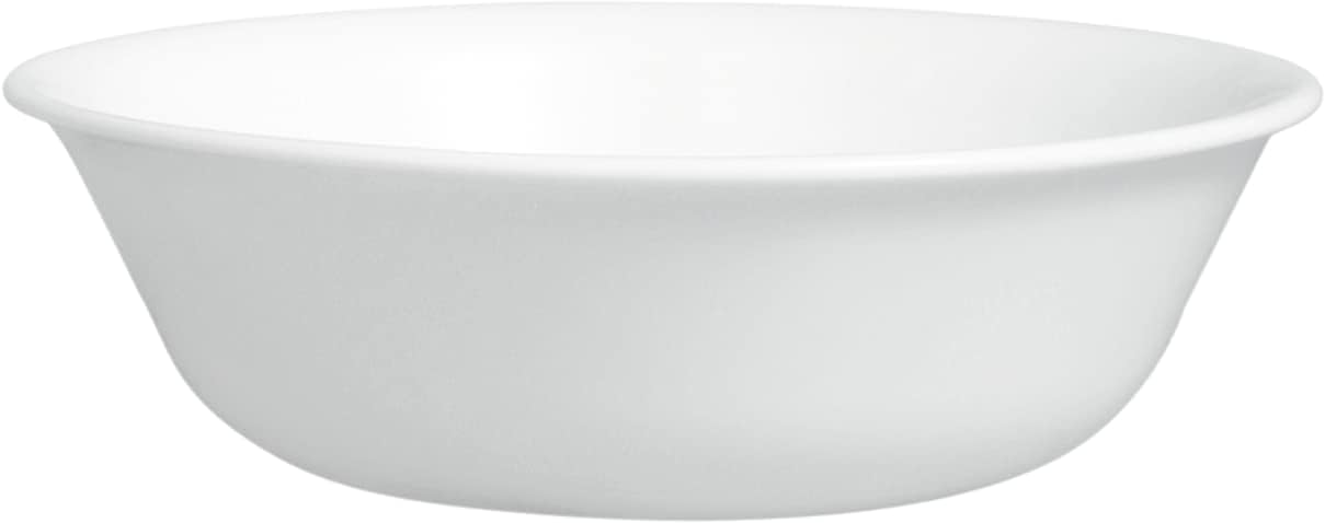 Corelle Vitrelle (Set of 4 Pieces) 18-Oz Soup/Cereal Bowls, Chip & Crack Resistant Glass Dinnerware Set Bowls, Winter Frost White