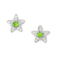925 Sterling Silver Plated August Green 3x3mm CZ Flower Screw Back Earrings Measures 10x10mm Jewelry for Women
