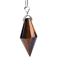 Tiger Eye Gemstone Diamond Shaped Crystal Pendent, Reiki Crystal Pendant & Necklace For Men And Women Charm